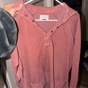 American Eagle Dusty Rose Snap Pullover